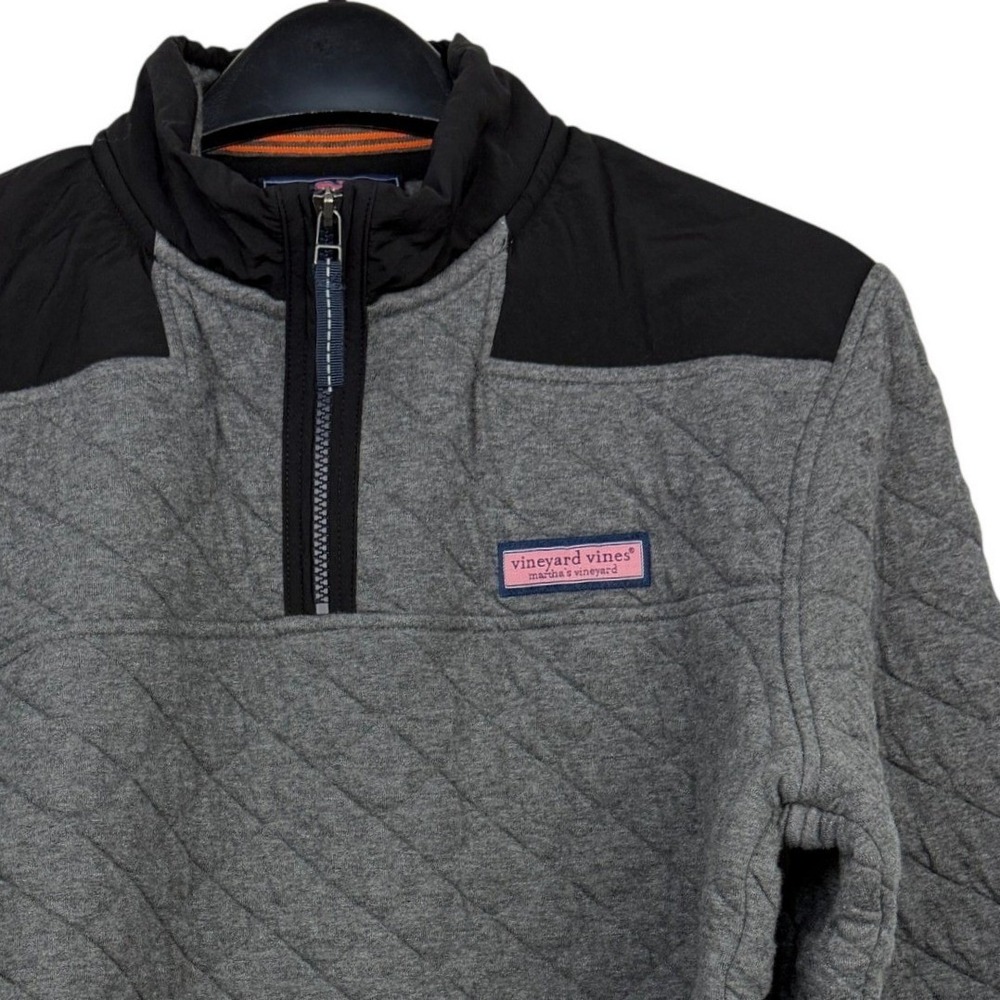 Vineyard Vines Quilted Shep Shirt 1/4 Zip Pullover Mens M Mock Neck Sweater Gray